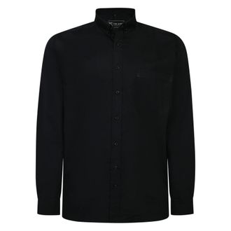 KAM Classic Office Shirt Long Sleeve Button Up Chest Pocket Button Down Collar Black White Plus Size Mens 2XL-8XL 661 (8XL, Black)