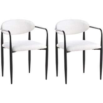 Beliani Set di 2 sedie da pranzo in stile medio moderno Struttura in metallo Seduta imbottita Schienale bianco sporco Tanevik