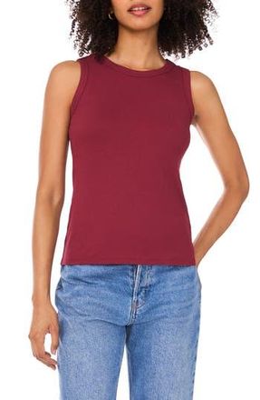 Halogen Fitted Ribbed Tank Top in Burgundy at Nordstrom Rack, Size X-Small