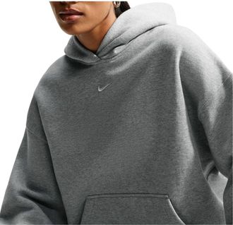 Nike (WMNS) Nike Studio Fleece Medium Weight Hoodie Dark Grey Heather Sail IM8502-063