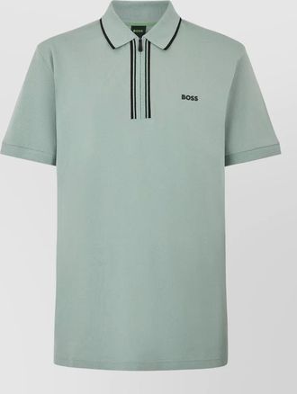 HUGO BOSS zip collar cotton polo shirt