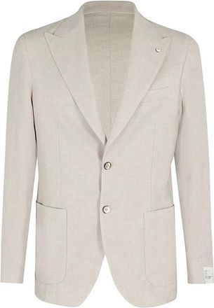 L.B.M. 1911 Katoenen Linnen Shirt - Heren - Blazers - Beige - M - Katoen - Jassen