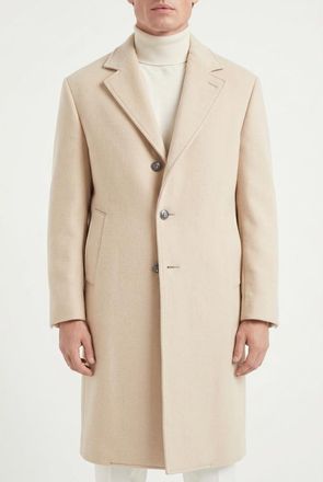 Brunello Cucinelli Light Beige Wool Overcoat, Brand Size 52 (US Size 42)