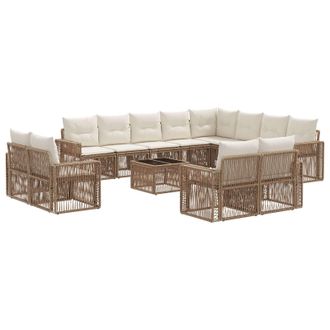 vidaXL Conjunto De Sof&aacute;s De Jard&iacute;n 13 Pcs Beige Y Blanco Crema Vidaxl