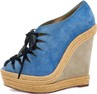 Christian Louboutin lace-up platform wedge sandals - Blue