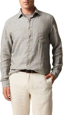 Rodd & Gunn Coromandel Button-Up Linen Shirt in Taupe at Nordstrom, Size Xxx-Large