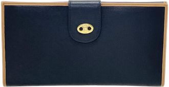 Celine Brown Navy Leather Long Wallet (Bi-Fold) (Pre-Owned)
