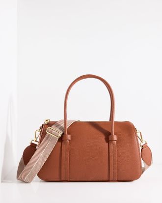 Talbots Lexington Pebble Leather Satchel - Rust - 001 Talbots