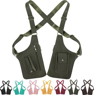 Generic Premium Leather Adjustable Underarm Shoulder bag, Unisex Double-Layer Design, Adjustable Accessories (Green2)