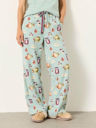 Fat Face FatFace Lola Teal Green Autumn Print Wide Leg Pyjama Bottoms