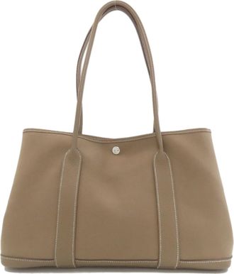 Herm&egrave;s Garden Etoupe Gray Toile Officier Tote Bag (Pre-Owned)