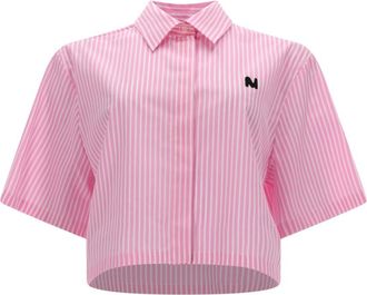 Msgm Pink Boxy Stripes Shirt