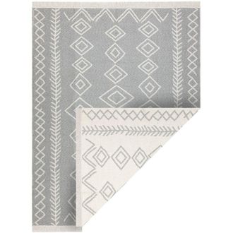 RugsX Rugsx - Alfombra Twin 23000 Boho, Algod&oacute;n, Doble Cara, Diamantes Flecos Ecol&oacute;gicos - Gris / Crema Grey 180x270 Cm