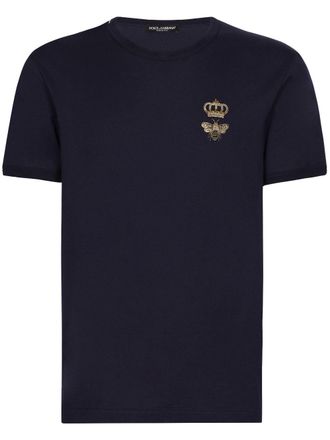 Dolce & Gabbana motif-embroidered cotton T-shirt - Black