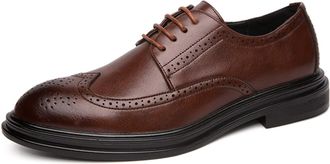 Generic Oxford Dress Shoes for Men Lace Up Round Burnish Toe Wing Tips Brogue Embossed Vegan Leather Anti-Slip Block Heel Resistant Non Slip Low Top Classic(B