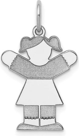 Diamond2Deal 14k White Gold The Kids Small Girl with Ponytails Engravable Love Charm Pendant