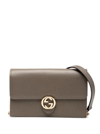 Gucci 2000-2015 Interlocking G Dollar Calfskin Wallet on Chain crossbody bag - women - Calf Leather - One Size - Grey