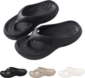 Generic Pillow Arch Support Flip Flops, Unisex Comfortable Platform Walking Cloud Slides Non-slip Orthopedic Slippers Sandals (Black, Adult, Women, 5.5, Numer