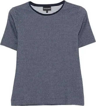 Emporio Armani Textured Crewneck T-Shirt - Dames - T-shirts - Blauw - S - Polyester - Tops