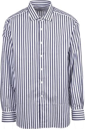 Alessandro Gherardi White/Blue Striped Cotton Shirt