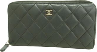 Chanel Black Leather Long Wallet (Bi-Fold) (Pre-Owned)