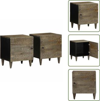 vidaXL The Living Store Comodini 2pz Grigio Chiaro 40x33x46 cm in Legno Massello Mango - Comodino da camera da letto