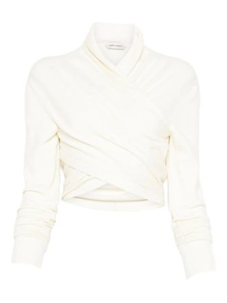 Alberta Ferretti crossover top - women - Virgin Wool - 42 - White