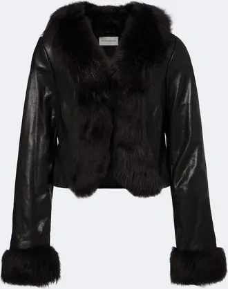 Nour Hammour Sofie shearling-trimmed leather jacket