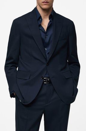 Mango Slim Fit Navy Wool Sport Coat in Dark Navy at Nordstrom, Size 44