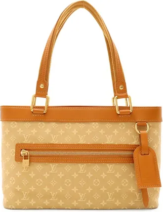 Louis Vuitton Beige Monogram Canvas Leather Handbag Shoulder Bag Tote Bag (Pre-Owned)