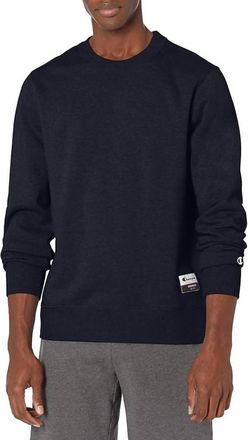 Champion Sueded Fleece Pullover Crew Neck Sweatshirt In Navy