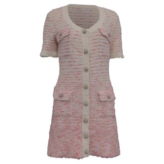 Self Portrait Tweed Embellished Mini Dress in Multicolor Cotton