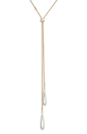 Nordstrom Double Droplet Lariat Necklace in Silver at Nordstrom