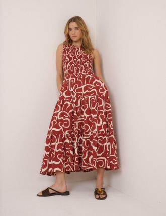 Nobody's Child Brown One Shoulder Cecilia Midi Dress