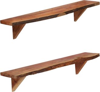 vidaXL Vidaxl - Estantes De Pared 2 Uds Madera Maciza De Acacia 90x20x18 Cm