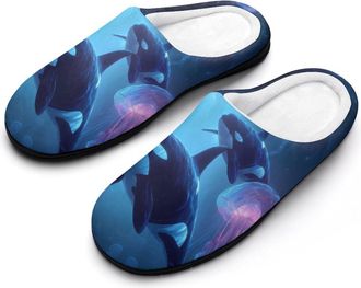 Generic Ocean Whale Jellyfish Killer Mens Slippers Comfortable And Non-slip Cotton Slipper Shoe for House