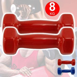 Trade Shop Trade Shop - Coppia Di Manubri In Vinile Da 8kg Ognuno Manubri Pesi Palestra Bodybuilding