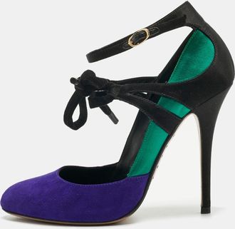 Giuseppe Zanotti Multicolor Suede And Velvet Ankle Strap Pumps