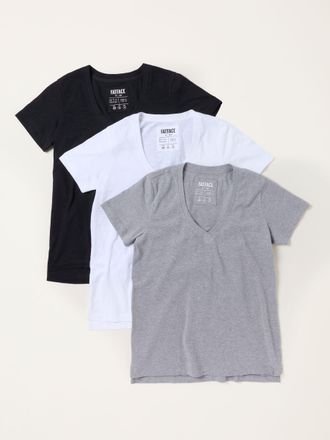 Fat Face FatFace Demi Black/White/Grey 3 Pack V Neck T-Shirt