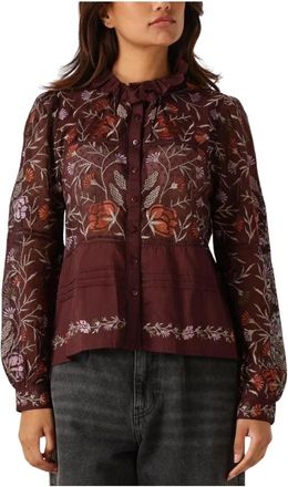 Antik Batik Arima Blouse - Dames - Overhemden - Rood - XS - Katoen - Overhemden