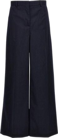 N&deg;21 Blauwe op maat gemaakte wijde broek - Dames - Wijde Broeken - Blauw - XL - Wol - Broeken