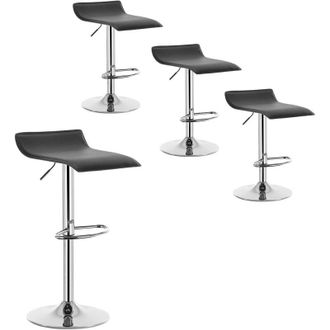 Woltu Woltu - Juego de 4 taburetes de bar de piel sintética, taburetes de bar giratorios, altura ajustable, color negro