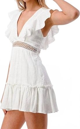 Dance & Marvel Crochet Trim Back Laceup Mini Dress In White