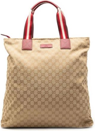 Gucci Pre-owned Tote Bags, female, Brown, Size: ONE SIZE Pre-owned Canvas Tote Bag