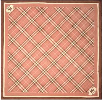 Burberry Check Silk Scarf With Knight Print