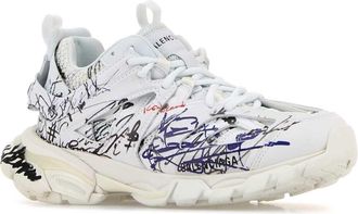 Balenciaga Womens White Mesh And Rubber Track Sneakers Whiteblackblured