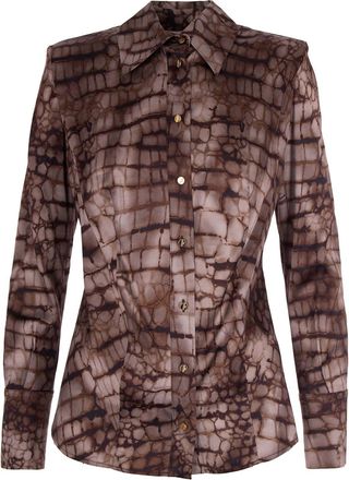 Elisabetta Franchi Tailored Long-Sleeved Shirt With Textured Pattern
