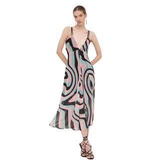 Silvian Heach Midi A-lijn Jurk - Dames - Casual kleedjes - Veelkleurig - S - Leer - Kleedjes