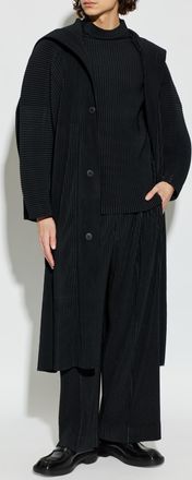 Homme Pliss&eacute; Issey Miyake Pleated Coat, Mens, Black