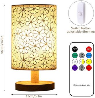 OEM L&aacute;mpara De Mesa De Tela, Luz Nocturna Led De Lino, Control Remoto, Luz Blanca C&aacute;lida, L&aacute;mpara De Mesita De Noche, Alimentada Por Usb, Para Dormitorio,
